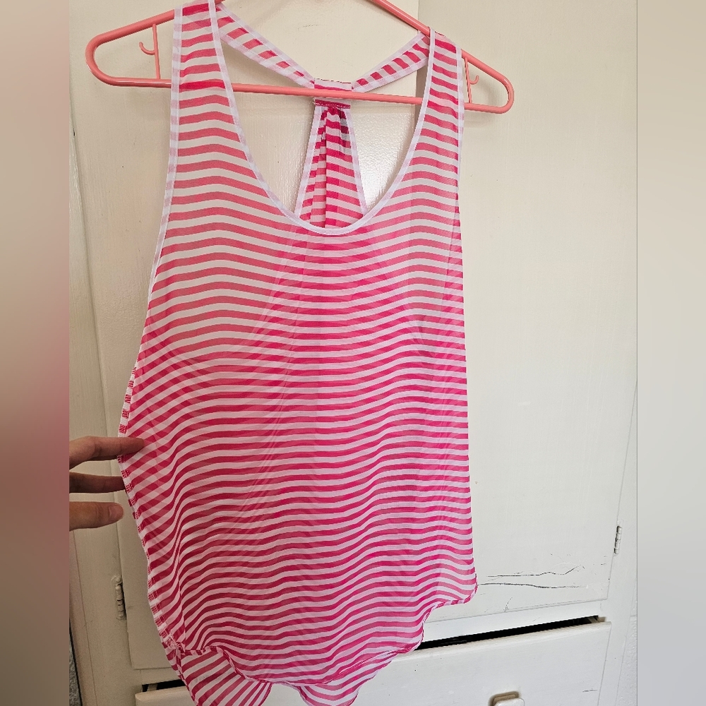 Thin Pink and White Stripe Top